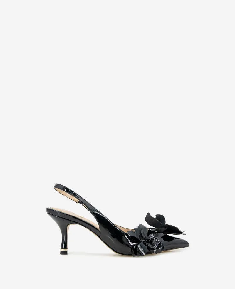 Davia Patent Floral Appliqué Slingback
