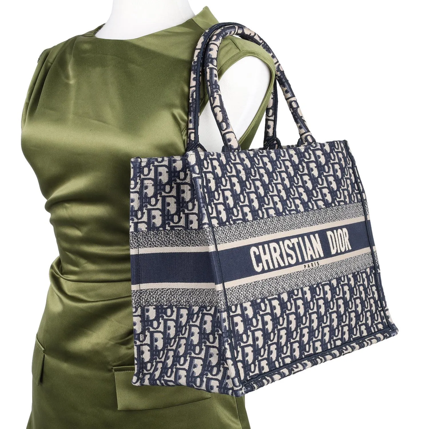 Christian Dior Signature Medium Book Top Handle Tote In Blue Oblique Canvas Blue
