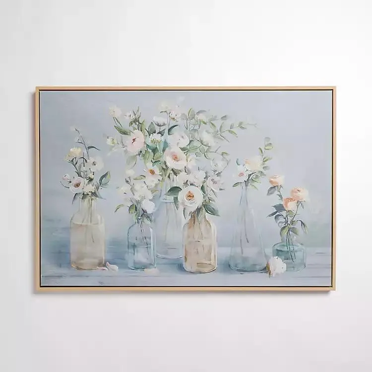 Blue Floral Still Life Framed Canvas Art Print