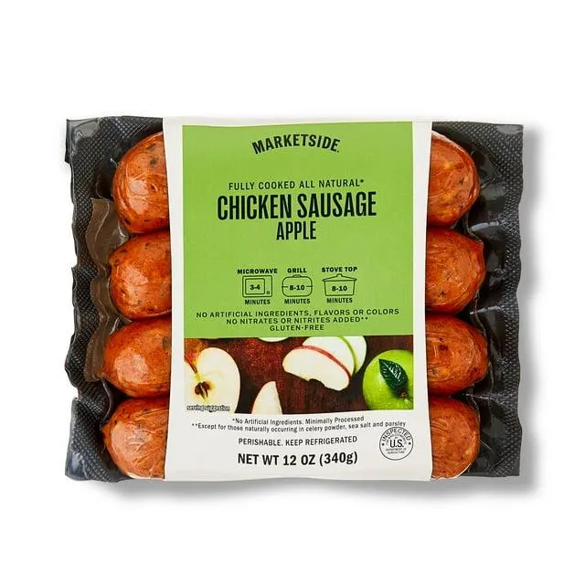 Marketside Fully Cooked, Gluten-Free Chicken Apple Sausage 12oz, 4 Count (Refrigerated)