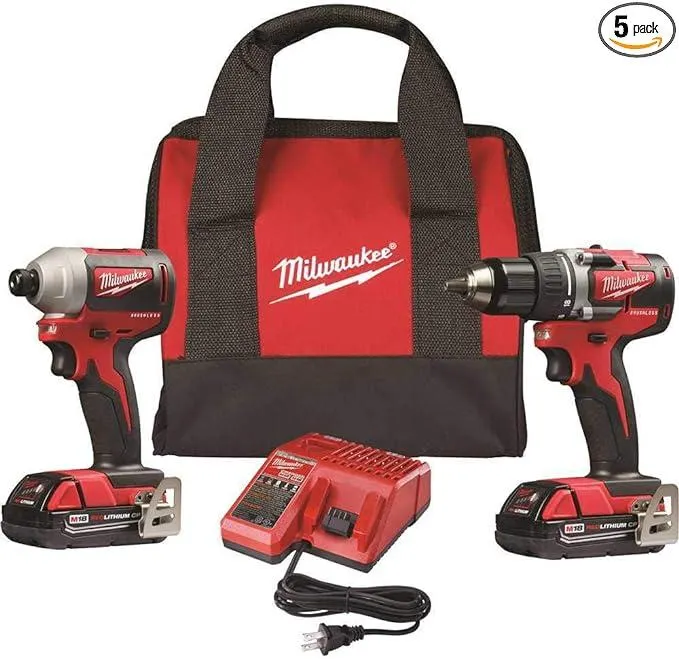 Milwaukee 2892-22CT M18 Compact Brushless 2-Tool Combo Kit, Drill Driver/Impact Driver