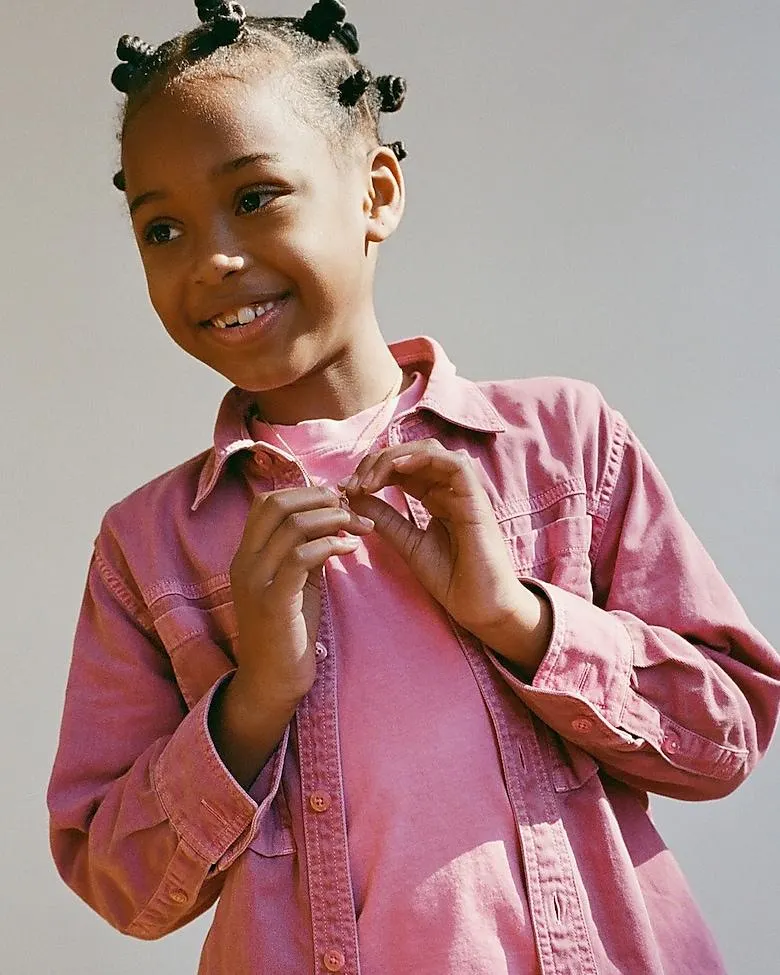 Kids' garment-dyed denim shirt
