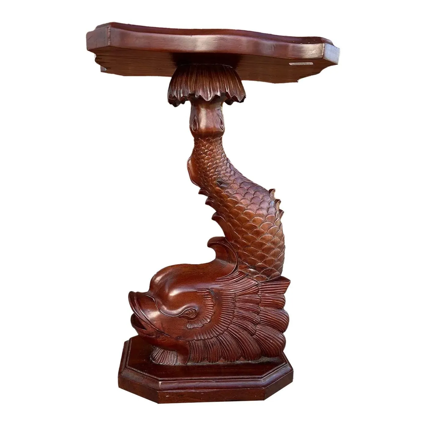 Mahogany Dolphin Pedestal Table Circa 19-C