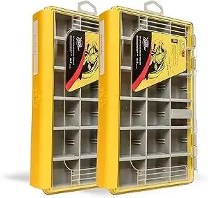 Deluxe Fishing Tackle Box, Waterproof 3600 and 3700 Tackle Trays, Organizer with Removable Dividers, Sealed Lure Box and Terminal Tackle Storage (2, 3600 Yellow)