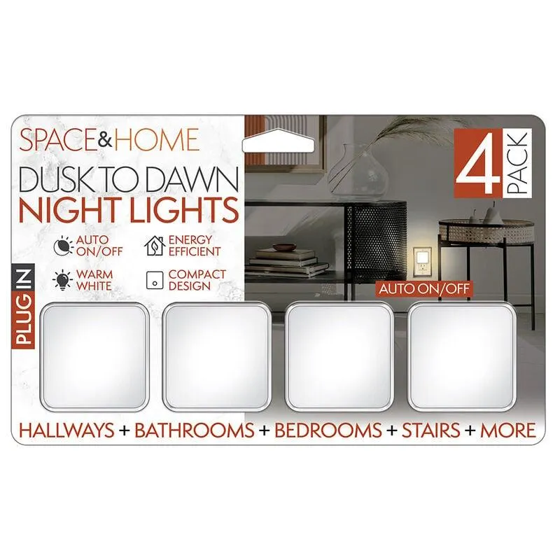 Space and Home Dusk-to-Dawn Cube Night Lights, 4-Pack
