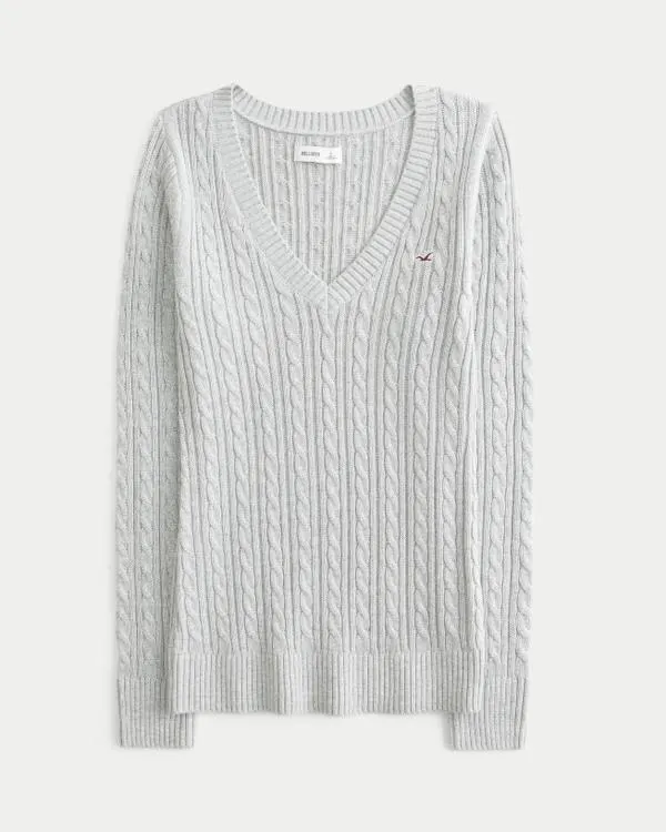 Cable-Knit Icon V-Neck Sweater