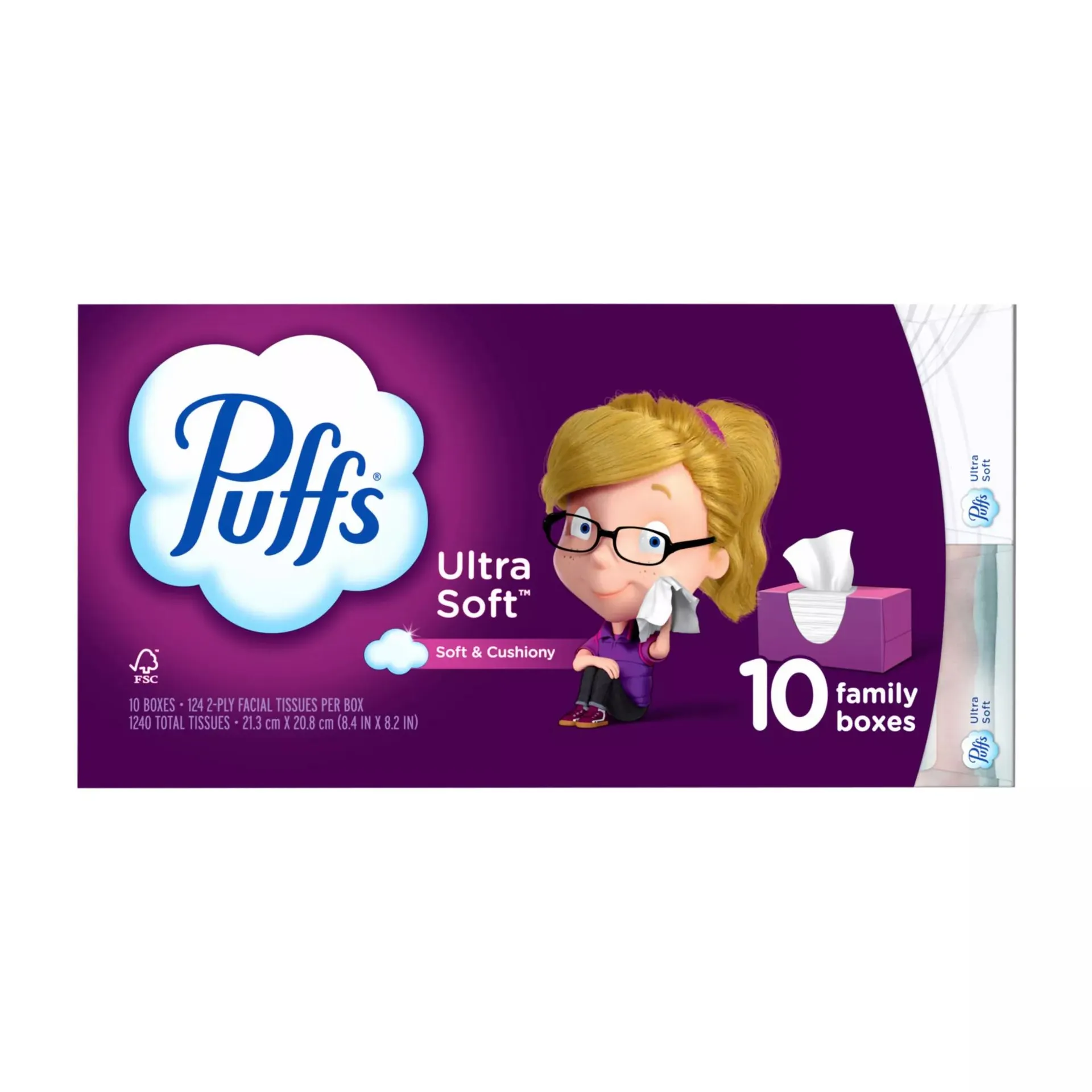 Puffs Ultra Soft Facial Tissues, 10 pk./124 tissues per box