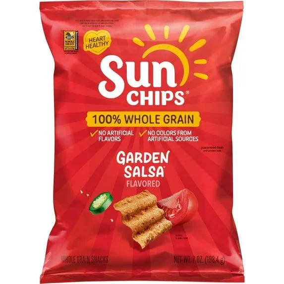SunChips 100% Whole Grain Garden Salsa Snack Chips Bag, 7 oz​