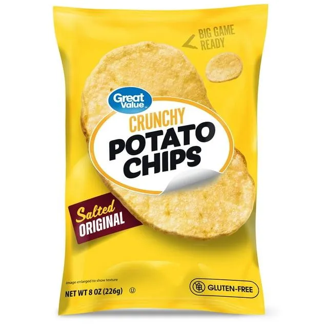 Great Value Original Salted Crunchy Potato Chips, 8 oz