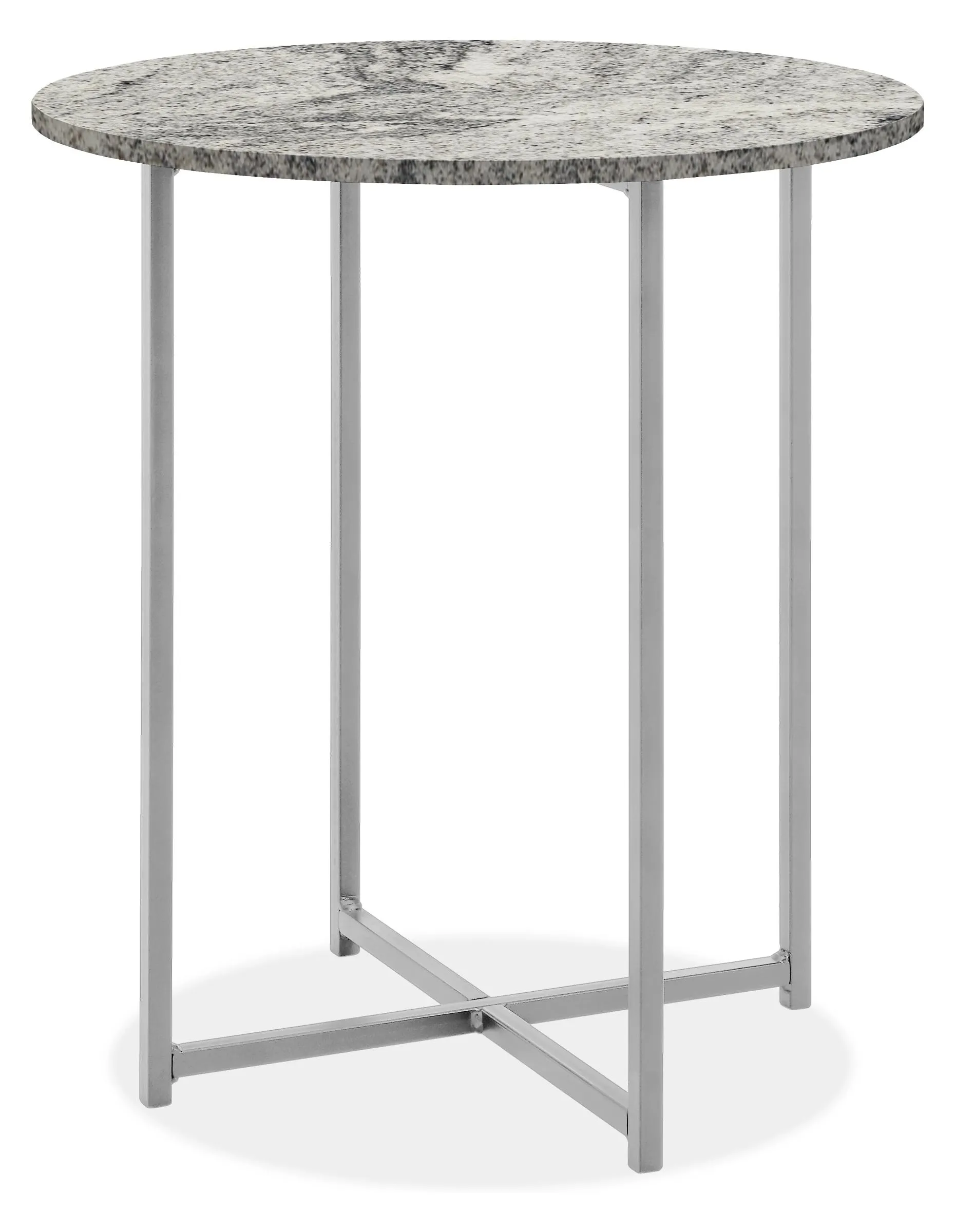 Classic 22 diam 22h Round End Table in Stainless Steel w/Wiscont White Top