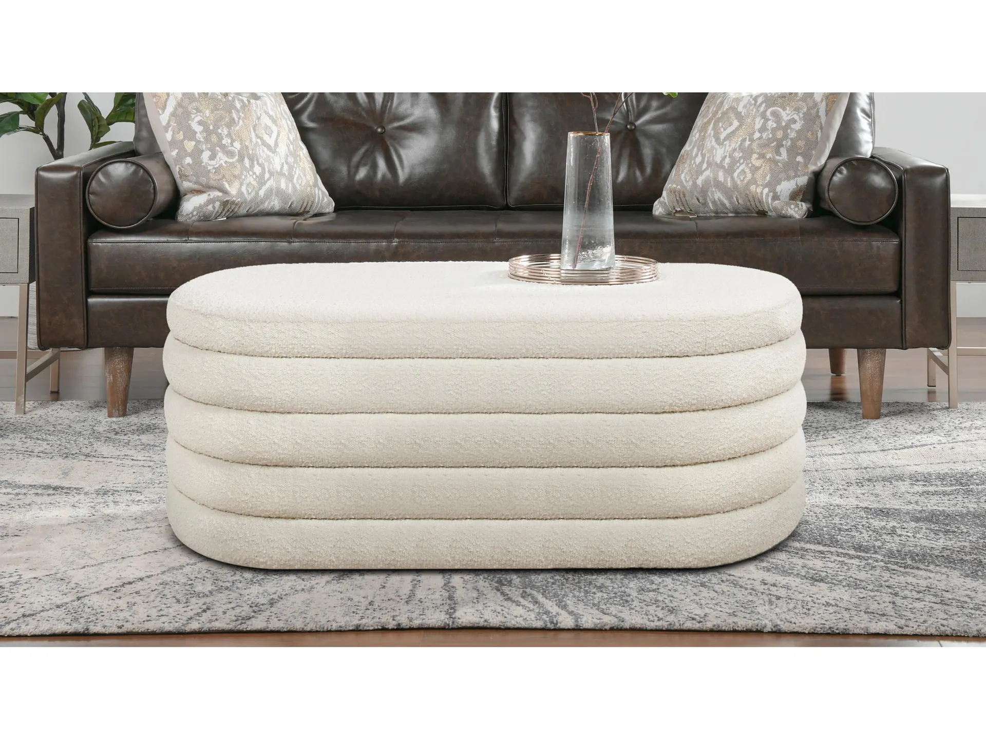 Jennifer Taylor Home Fuji 49" Upholstered Oval Storage Bench