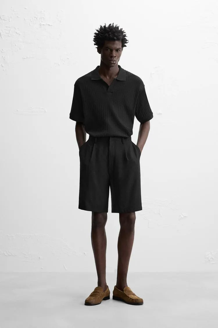 RIB TEXTURED POLO SHIRT