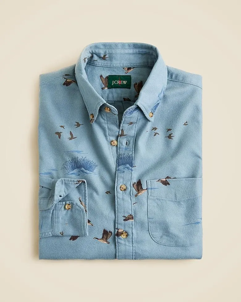 Midweight flannel shirt with button-down collar