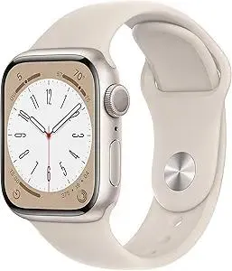Apple Watch Series 8 [GPS, 41mm] - Starlight Aluminum Case with Starlight Sport Band, S/M (Renewed)