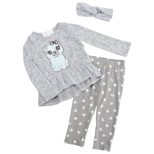 Baby Girl (12-24M) BTween® Ruffled Sequin Puppy Top/Leggings Set