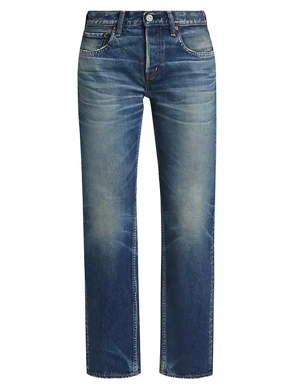 Minneola Denim Straight-Leg Cropped Jeans