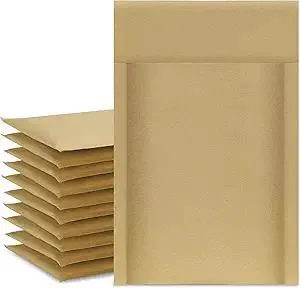 UCGOU Natural Kraft Bubble Mailers 4x8 Inch 50 Pack Brown Usable Size 4x7 Padded Envelope #000 Small Business Package Self Sealing Tear Resistant Boutique Bulk Shipping Bag for Jewelry Makeup Supplies