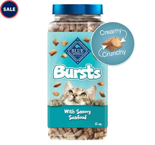 Blue Buffalo Bursts Great for Training Savory Seafood Crunchy & Creamy Cat Treats, 12 oz.