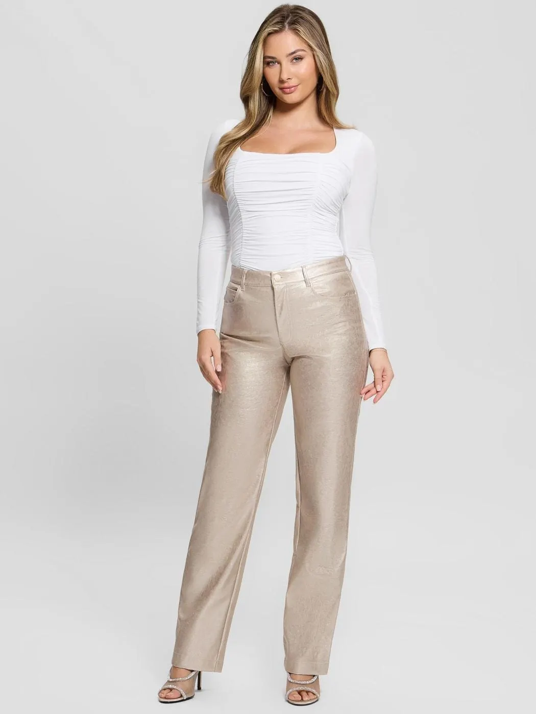 Ambra Metallic Faux-Leather Pants
