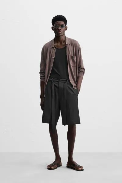 BELTED PLEATED SHORTS