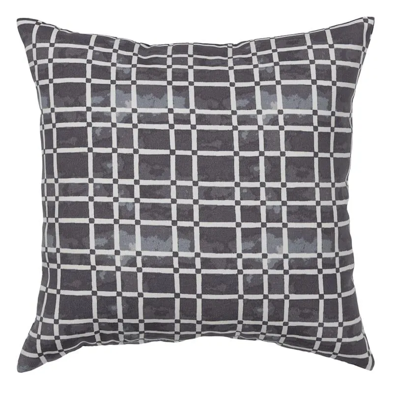 Crosby St. Black Grid Square Outdoor Throw Pillow, 16"