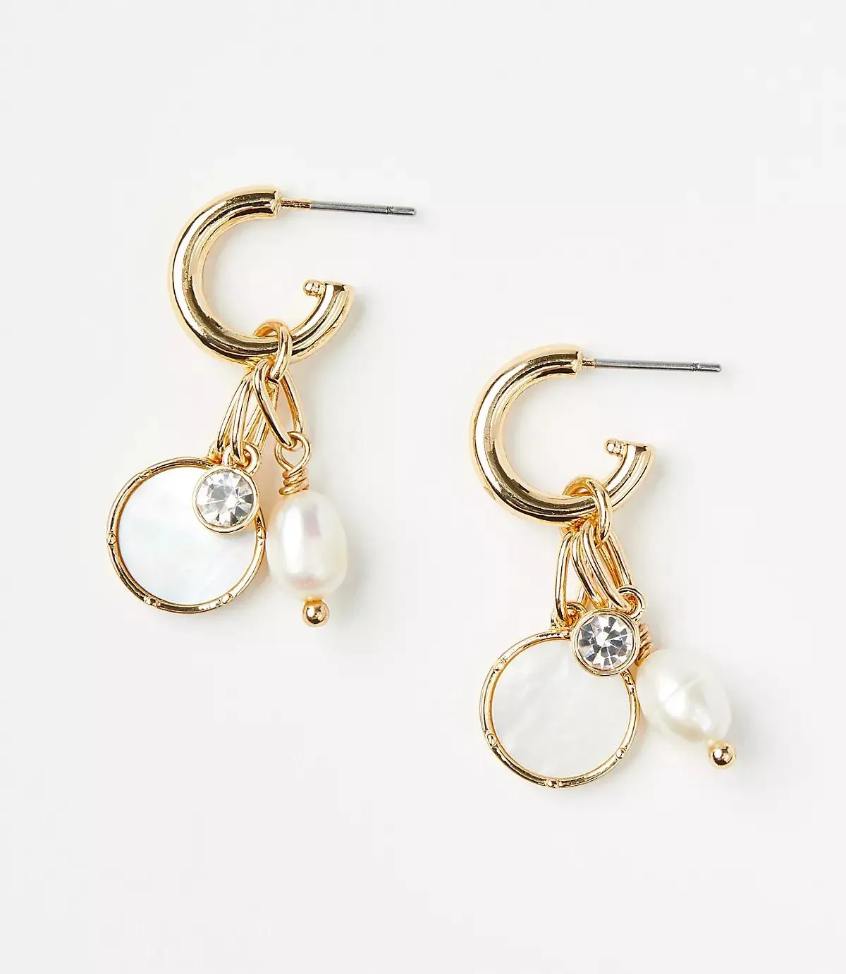 Mother Of Pearl Cluster Drop Hoop Earrings