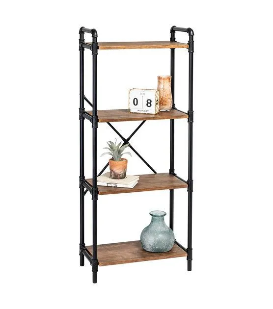 Honey Can Do 4 Tier Industrial Bookshelf Black