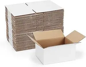 40 Pack Small Shipping Boxes 8x6x4 Inches, White Corrugated Cardboard Mailing Box for Shipping, Packing, Business