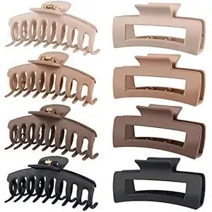 LuSeren Hair Clips for Women 4.3 Inch Large Hair Claw Clips for Women Thin Thick Curly Hair, Big Matte Banana Clips,Strong Hold jaw clips,Neutral Colors