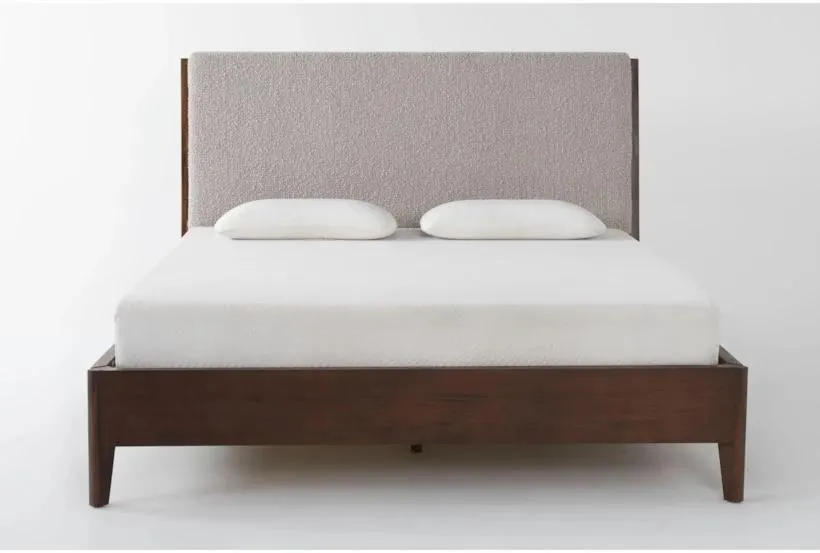 Draper Brown Queen Wood Platform Bed With Upholstered Headboard