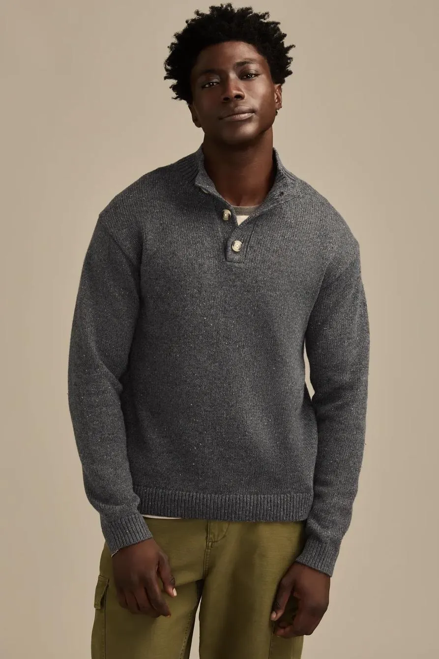 mock neck henley sweater