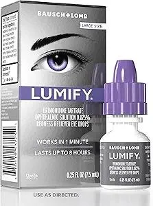 LUMIFY Eye Drops for Red Eyes, Redness Reliever for Brighter Looking Eyes, Works in 1 Minute & Lasts Up to 8 Hours, Eye Drops, 0.25 Fl Oz (7.5mL)