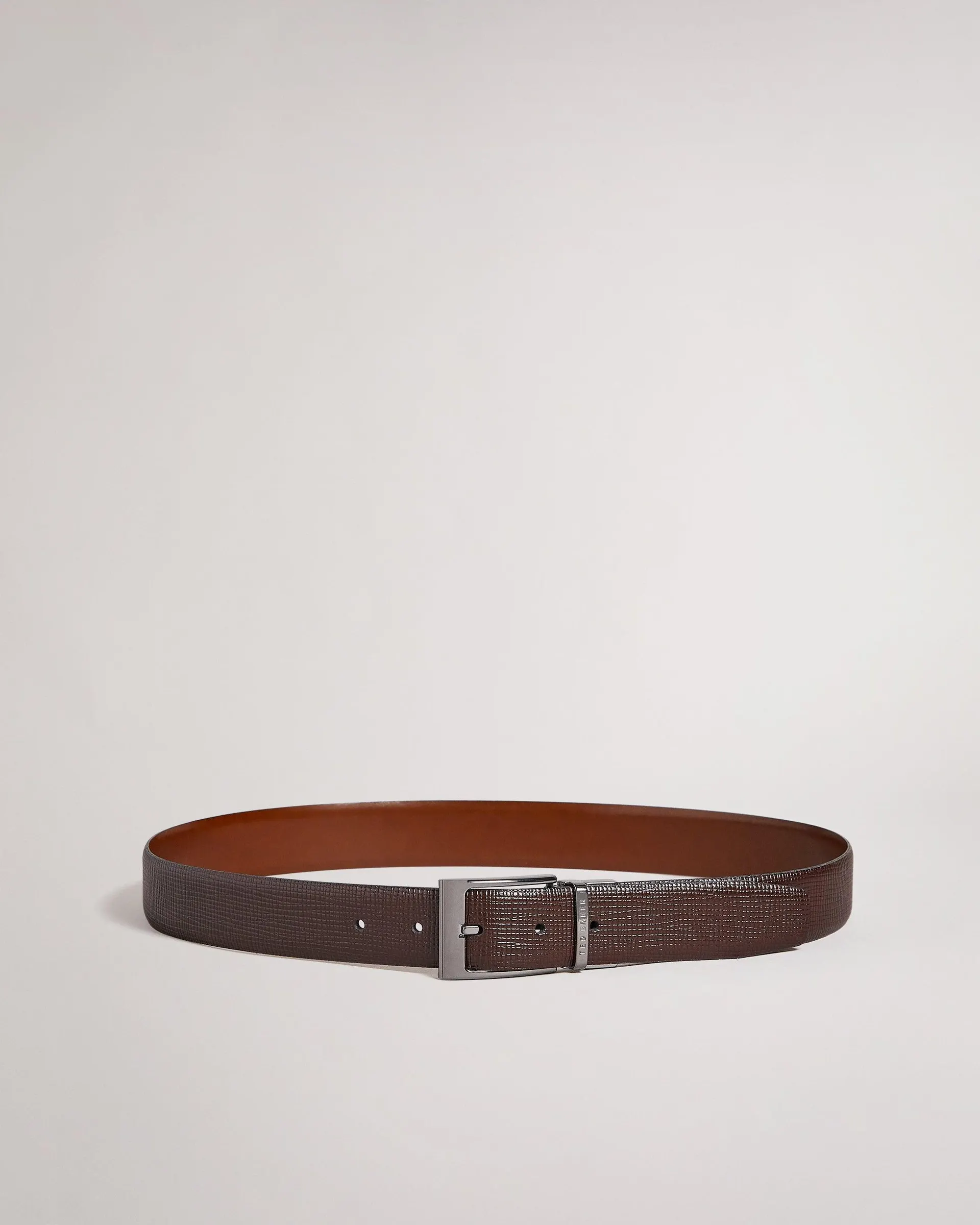 Cross Hatch Leather Reversible Belt