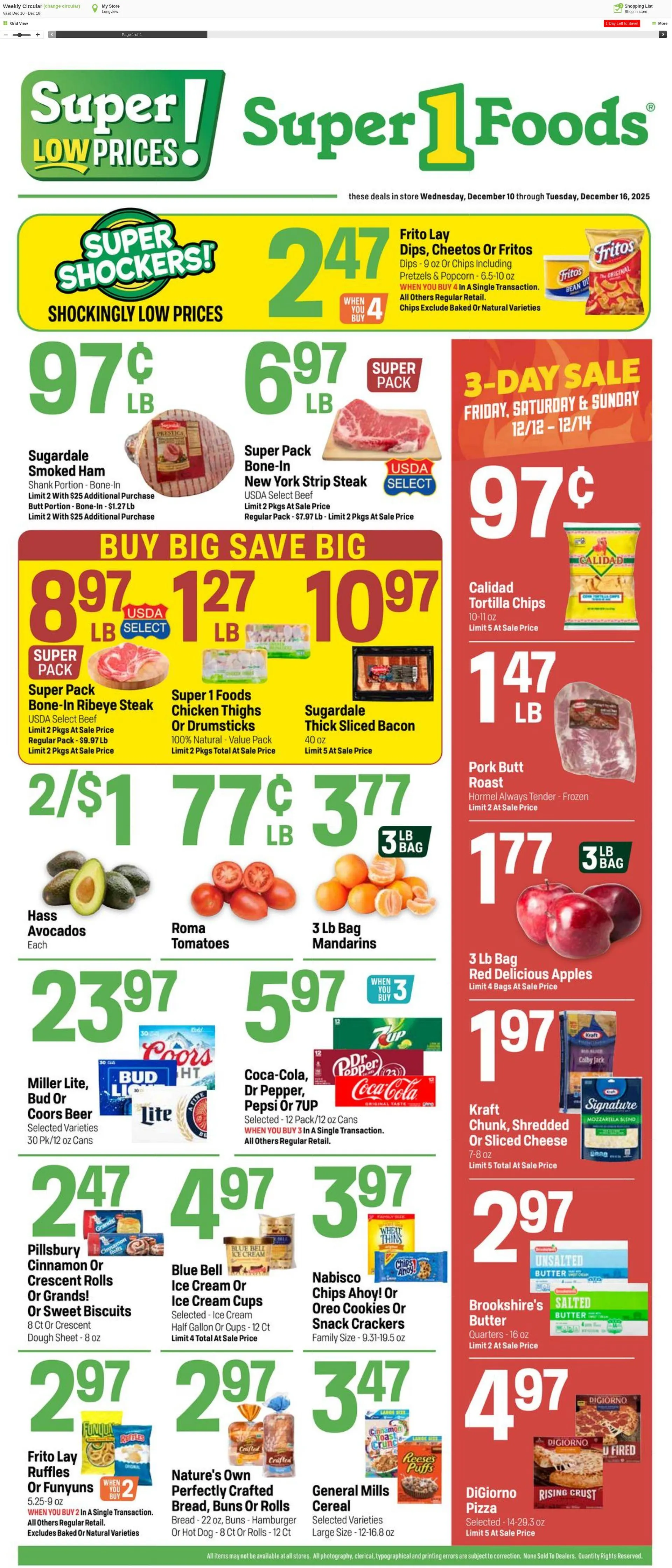 Weekly ad Super1Foods from December 17 to December 24 2025 - Page 1