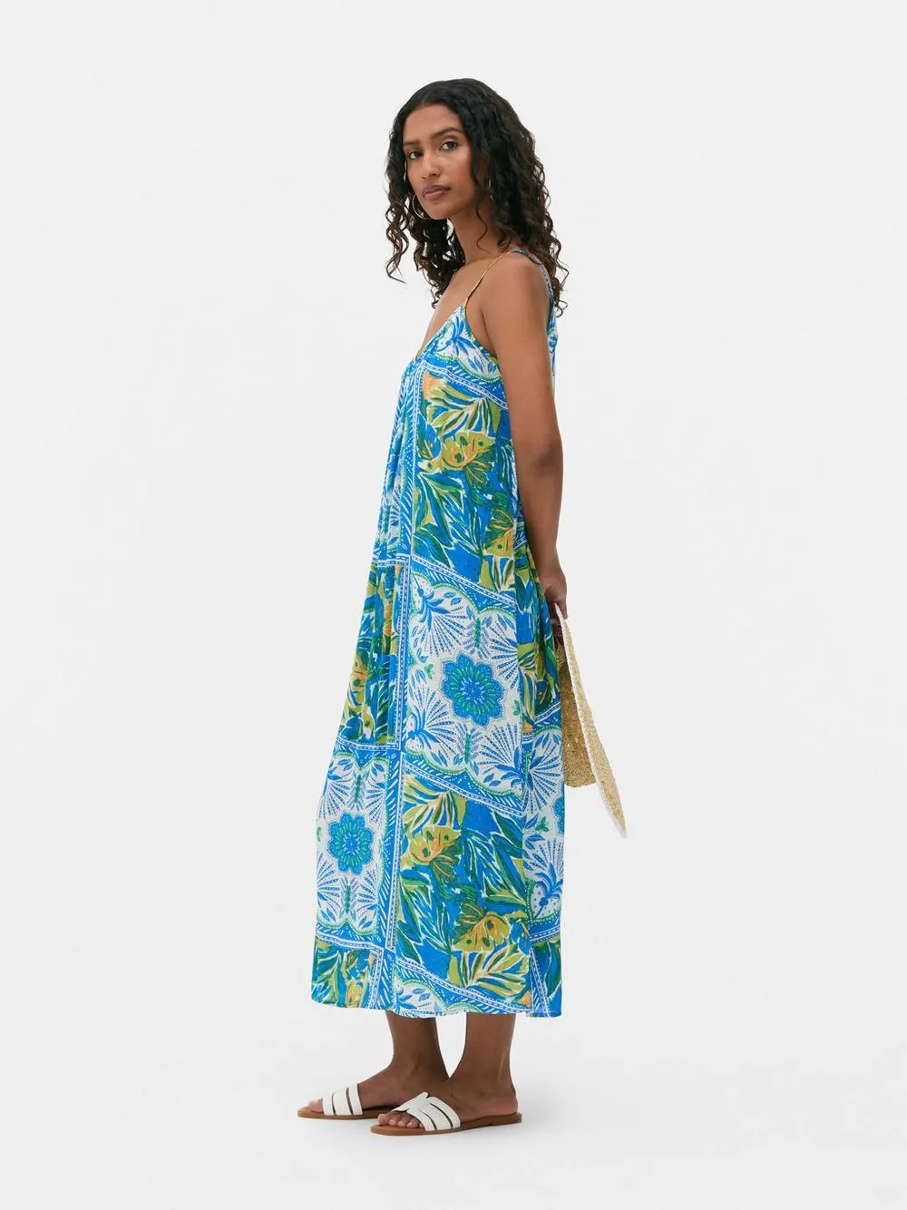 Printed Strappy Midi Dress