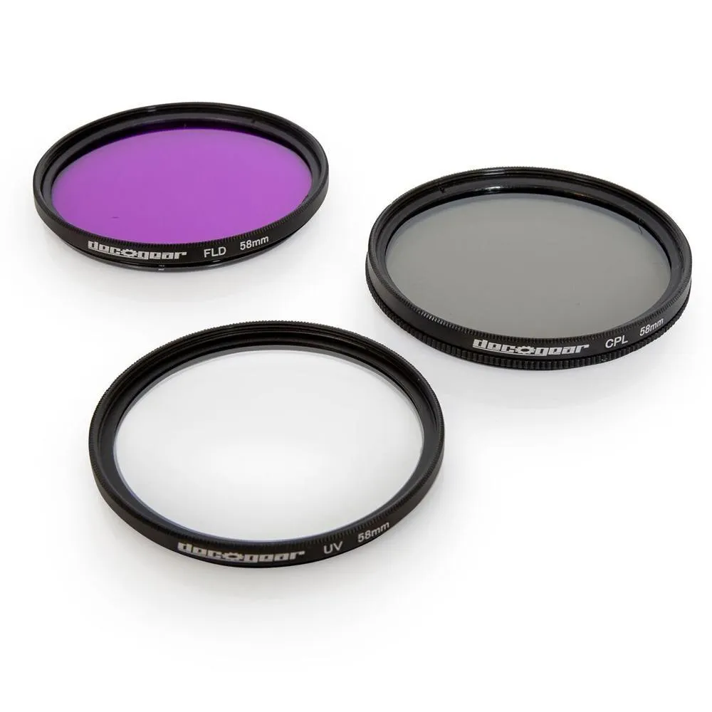 Deco Gear 58mm 3 Piece Pro Level Lens Filter Kit - UV, FLD, Polarizer - FK58MM