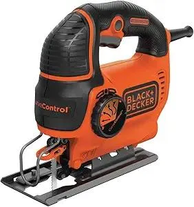 BLACK+DECKER Jig Saw, 5-Amp, 3,000 Blade Speed, 45 Degree Beveled Cuts, ¾-Inch Orbital Blade, 4 Curve Settings, Corded (BDEJS600C)