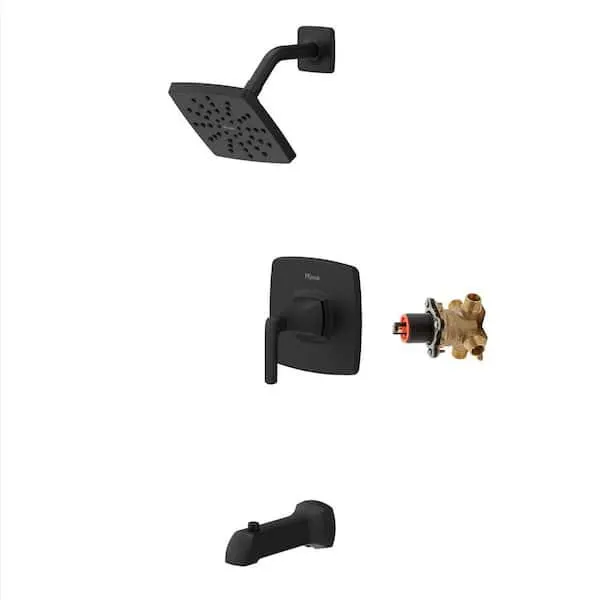 Bruxie 1-Handle 1-Spray Tub and Shower Faucet 1.8 GPM in Spot Defense Matte Black (Valve Included)