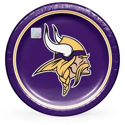 Minnesota Vikings NFL Round Paper Plates, 10", 85 ct.