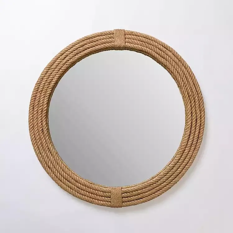 Round Woven Jute Wall Mirror