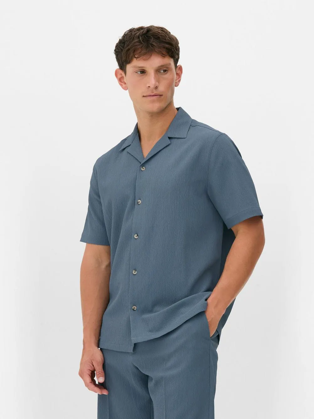 Camisa manga curta enrugada Kem