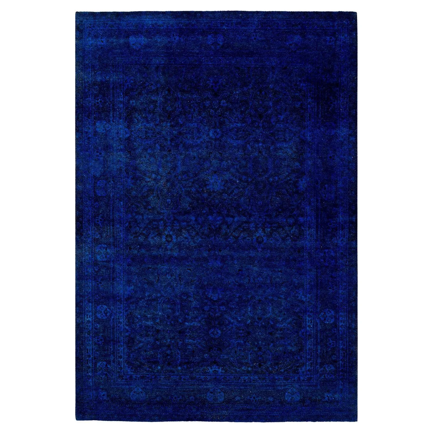 One of a Kind Hand Knotted Contemporary Overdyed Purple Area Rug