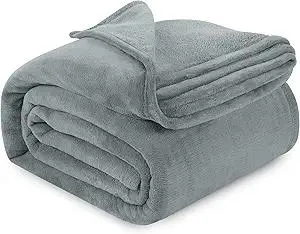 Utopia Bedding Cool Grey Fleece Blanket Queen Size Fuzzy Soft Anti-Static Microfiber Bed Blanket (90x90 Inch)