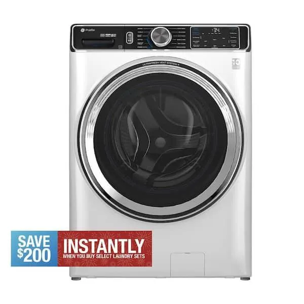 Profile 5.3 cu. Ft. Smart Front Load Washer White w/OdorBlock UltraFresh Vent System, Microban Technology, Tier 2 EStar