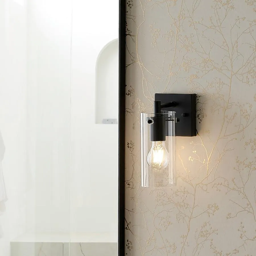 allen + roth Yuma 4.33-in 1 -Light Matte Black Transitional Vanity light