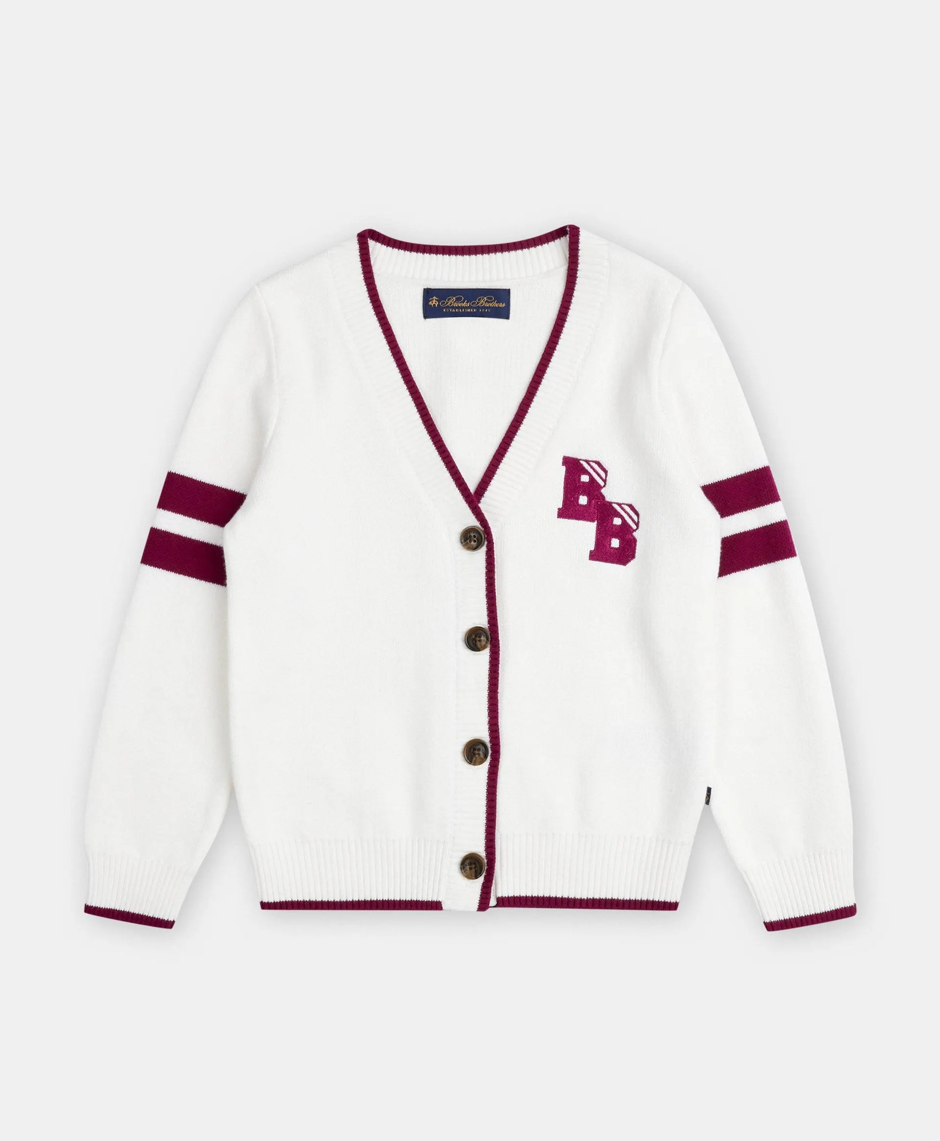Girls Cotton Jacquard Varsity Cardigan