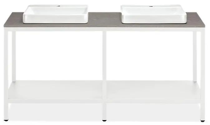 Parsons 72w 21.75d 37.25h Bath Vanity in WHT w/Fog Top & 1-HL Vox Vessel Sinks