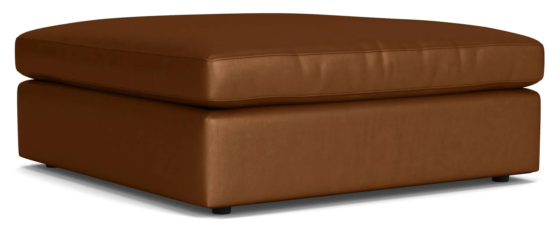 Baylor 44w 44d 18h Square Ottoman in Pesaro Cognac Leather