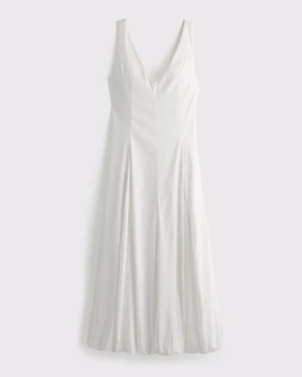 Plunge Bubble Hem Midi Dress