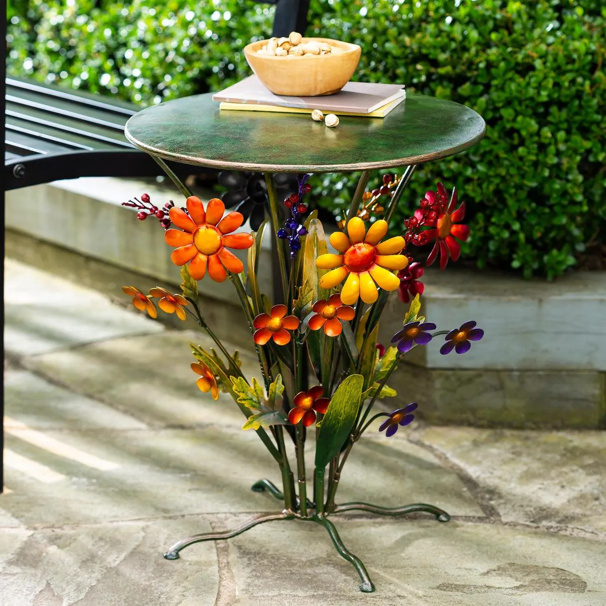 Handcrafted Metal Daisy Side Table
